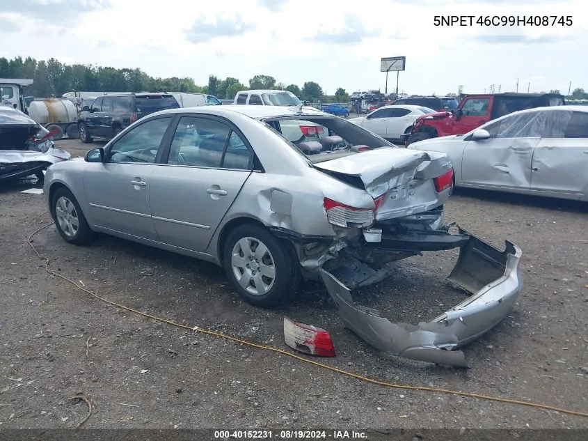 2009 Hyundai Sonata Gls VIN: 5NPET46C99H408745 Lot: 40152231