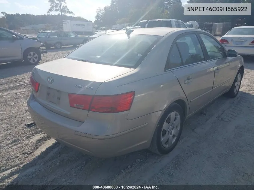 2009 Hyundai Sonata Gls VIN: 5NPET46C09H565922 Lot: 40680080