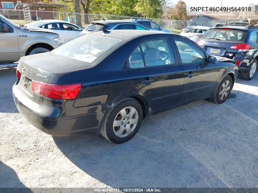 2009 Hyundai Sonata Gls VIN: 5NPET46C49H564918 Lot: 40745771