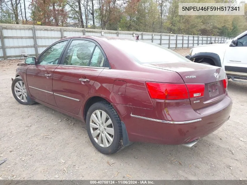 2009 Hyundai Sonata Limited V6 VIN: 5NPEU46F59H517341 Lot: 40758124