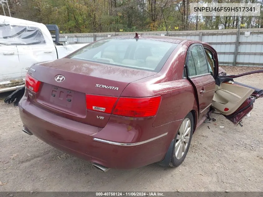 2009 Hyundai Sonata Limited V6 VIN: 5NPEU46F59H517341 Lot: 40758124