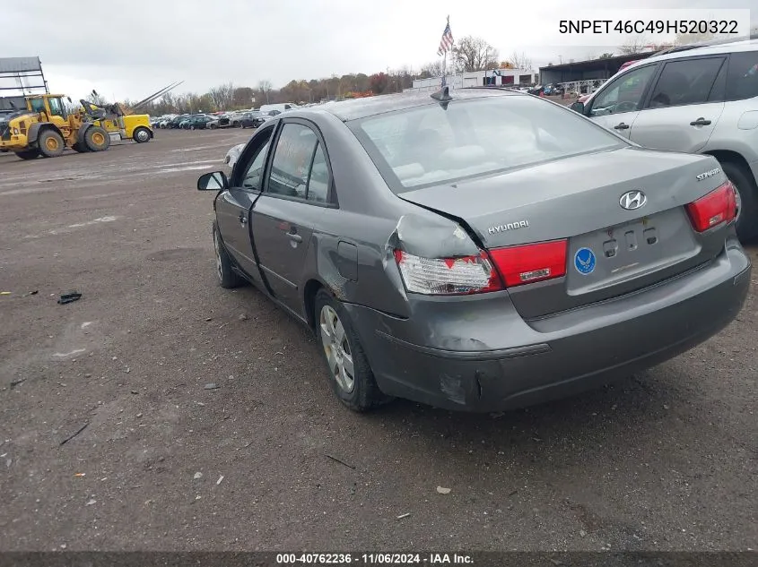 2009 Hyundai Sonata Gls VIN: 5NPET46C49H520322 Lot: 40762236