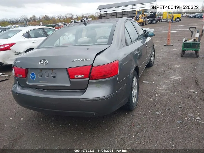 2009 Hyundai Sonata Gls VIN: 5NPET46C49H520322 Lot: 40762236