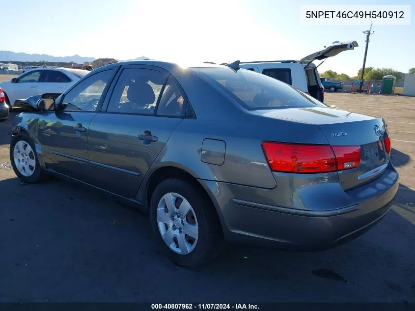 2009 Hyundai Sonata Gls VIN: 5NPET46C49H540912 Lot: 40807962