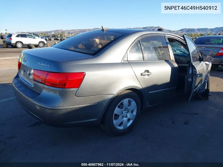 2009 Hyundai Sonata Gls VIN: 5NPET46C49H540912 Lot: 40807962