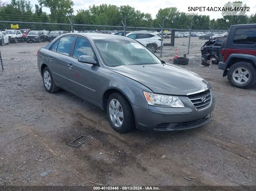 2010 Hyundai Sonata Gls VIN: 5NPET4ACXAH646972 Lot: 40103448