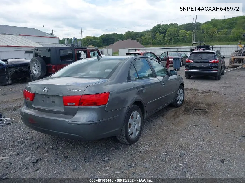 2010 Hyundai Sonata Gls VIN: 5NPET4ACXAH646972 Lot: 40103448