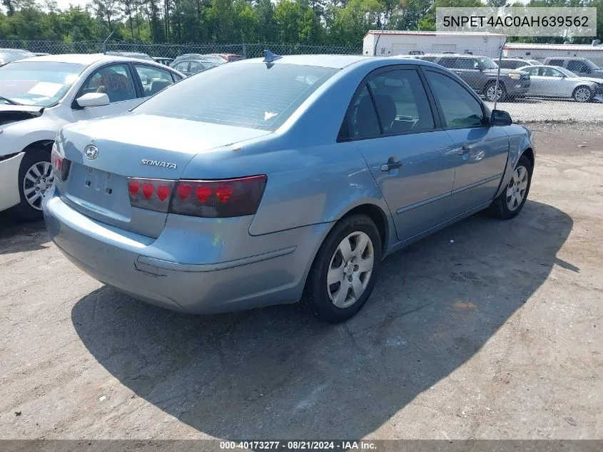 2010 Hyundai Sonata Gls VIN: 5NPET4AC0AH639562 Lot: 40173277