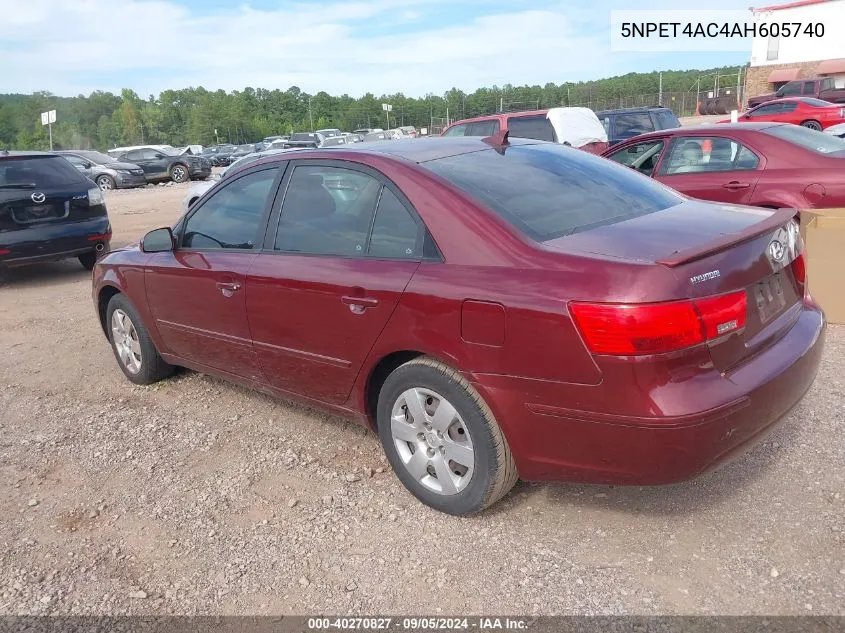 2010 Hyundai Sonata Gls VIN: 5NPET4AC4AH605740 Lot: 40270827