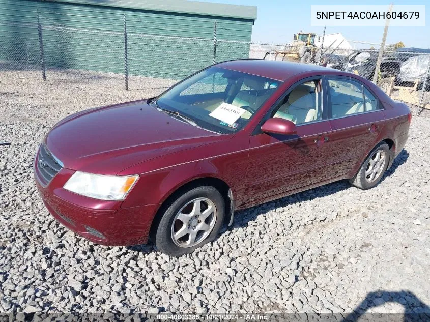 2010 Hyundai Sonata Gls VIN: 5NPET4AC0AH604679 Lot: 40663385