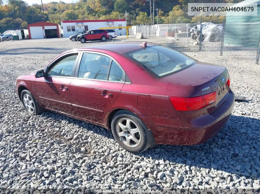 2010 Hyundai Sonata Gls VIN: 5NPET4AC0AH604679 Lot: 40663385