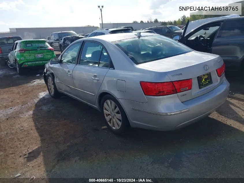 2010 Hyundai Sonata Limited VIN: 5NPEU4AC1AH618765 Lot: 40665145