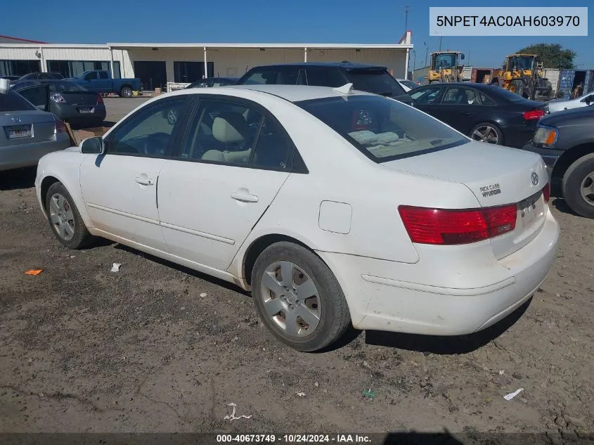 2010 Hyundai Sonata Gls VIN: 5NPET4AC0AH603970 Lot: 40673749