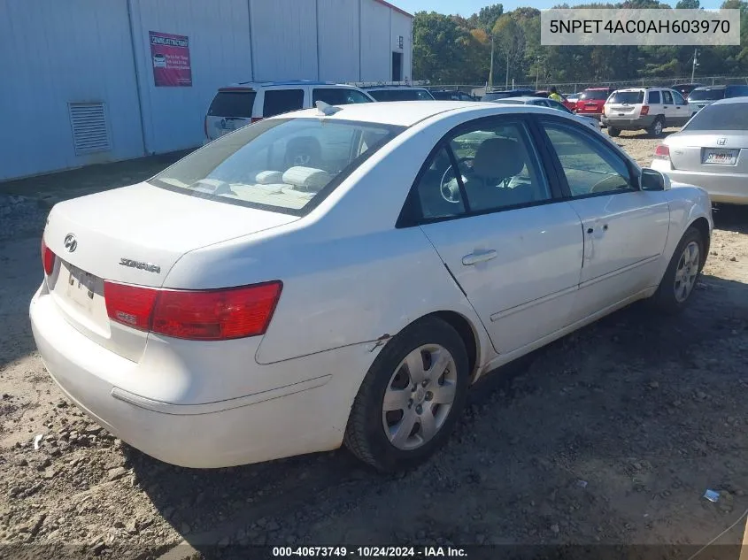 2010 Hyundai Sonata Gls VIN: 5NPET4AC0AH603970 Lot: 40673749