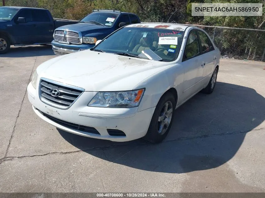 2010 Hyundai Sonata Gls VIN: 5NPET4AC6AH586950 Lot: 40708600