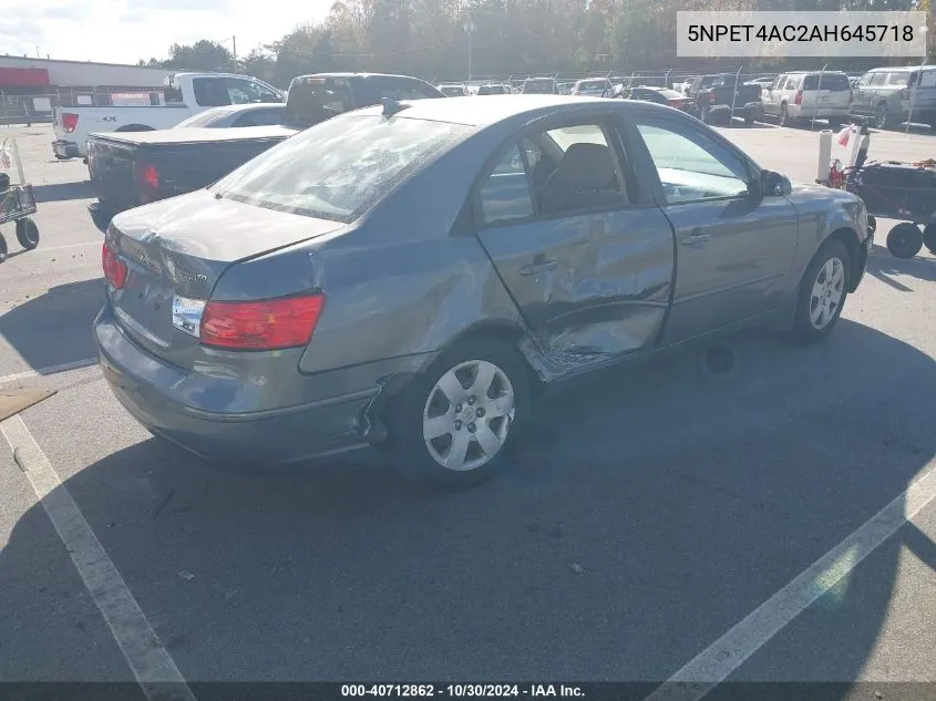 2010 Hyundai Sonata Gls VIN: 5NPET4AC2AH645718 Lot: 40712862