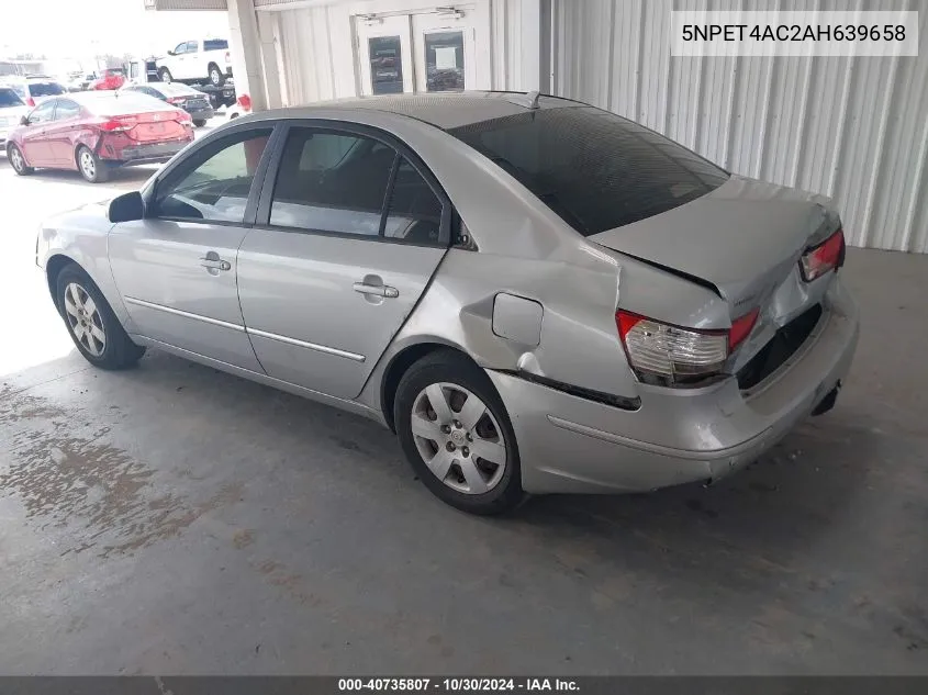 2010 Hyundai Sonata Gls VIN: 5NPET4AC2AH639658 Lot: 40735807