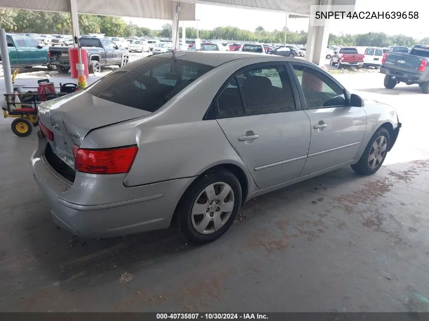 2010 Hyundai Sonata Gls VIN: 5NPET4AC2AH639658 Lot: 40735807