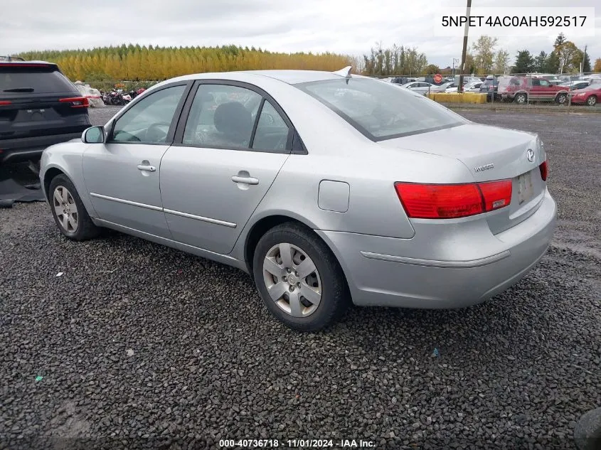 2010 Hyundai Sonata Gls VIN: 5NPET4AC0AH592517 Lot: 40736718