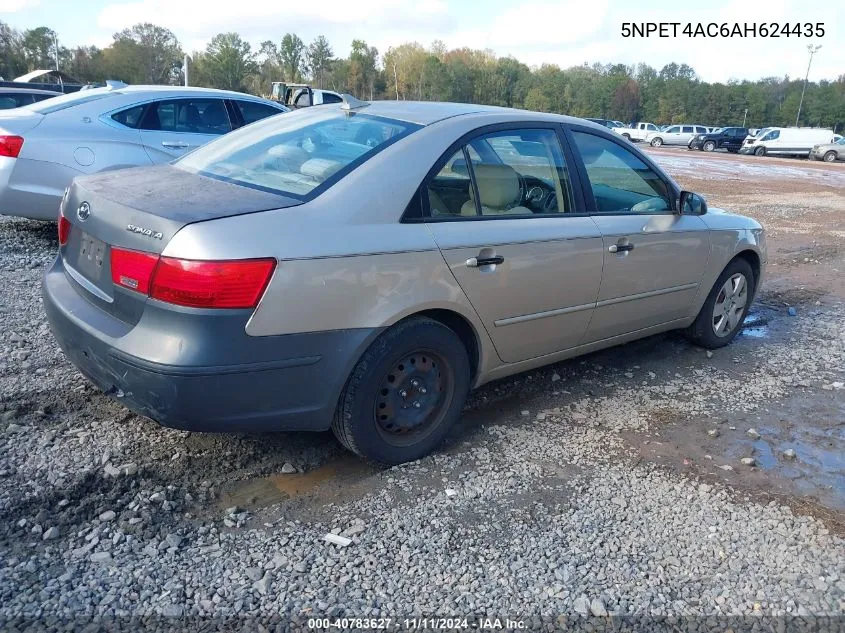 2010 Hyundai Sonata Gls VIN: 5NPET4AC6AH624435 Lot: 40783627