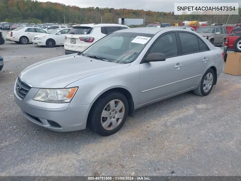 2010 Hyundai Sonata Gls VIN: 5NPET4AC0AH647354 Lot: 40791808