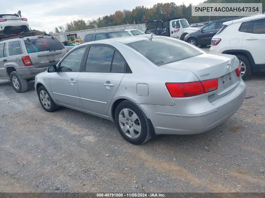 2010 Hyundai Sonata Gls VIN: 5NPET4AC0AH647354 Lot: 40791808