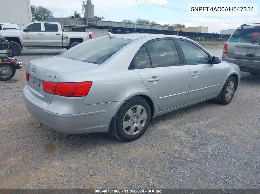 2010 Hyundai Sonata Gls VIN: 5NPET4AC0AH647354 Lot: 40791808