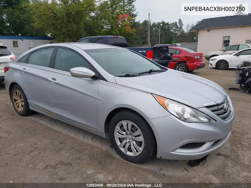 2011 Hyundai Sonata Gls VIN: 5NPEB4ACXBH002750 Lot: 12083408