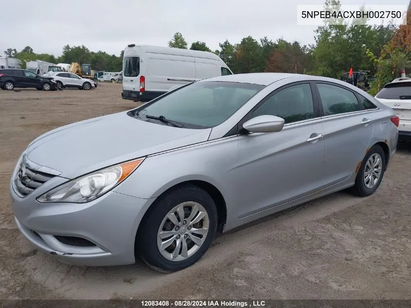 2011 Hyundai Sonata Gls VIN: 5NPEB4ACXBH002750 Lot: 12083408