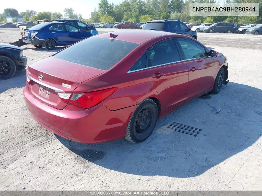 2011 Hyundai Sonata VIN: 5NPEB4AC9BH280944 Lot: 12099203