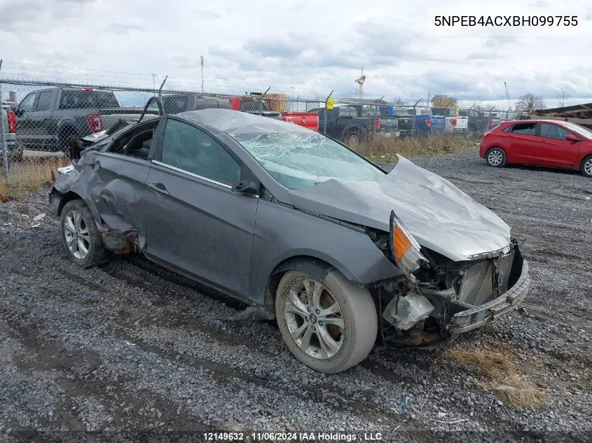 2011 Hyundai Sonata Gls VIN: 5NPEB4ACXBH099755 Lot: 12149632