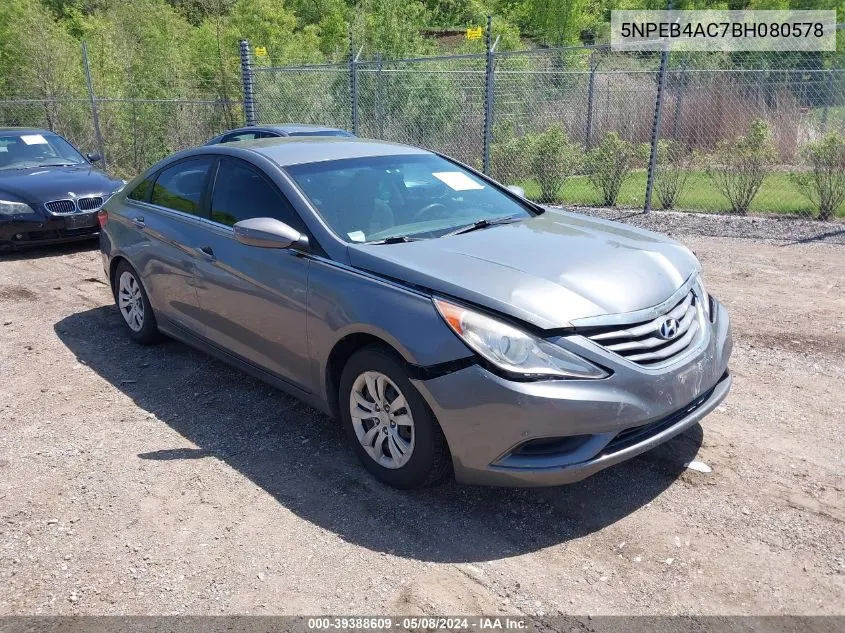 2011 Hyundai Sonata Gls VIN: 5NPEB4AC7BH080578 Lot: 39388609