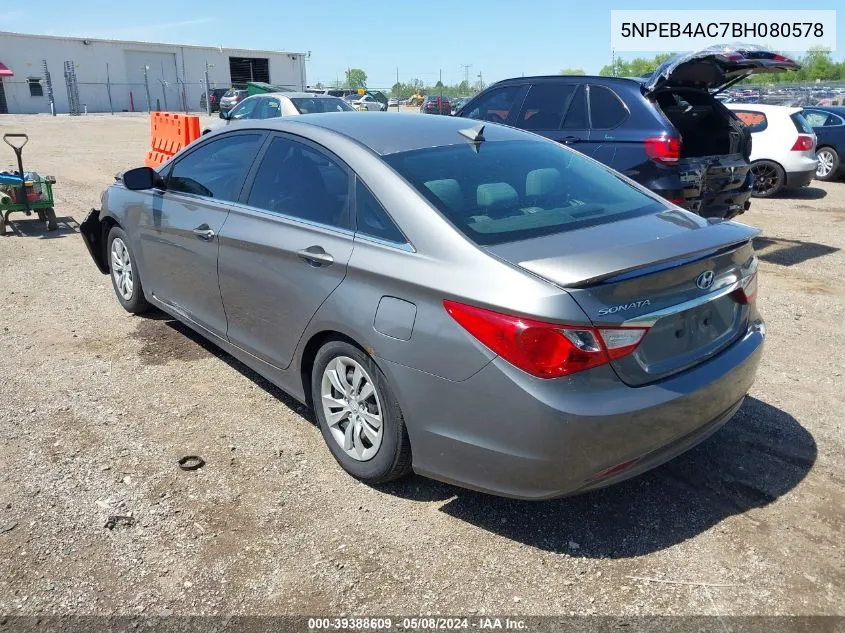 2011 Hyundai Sonata Gls VIN: 5NPEB4AC7BH080578 Lot: 39388609