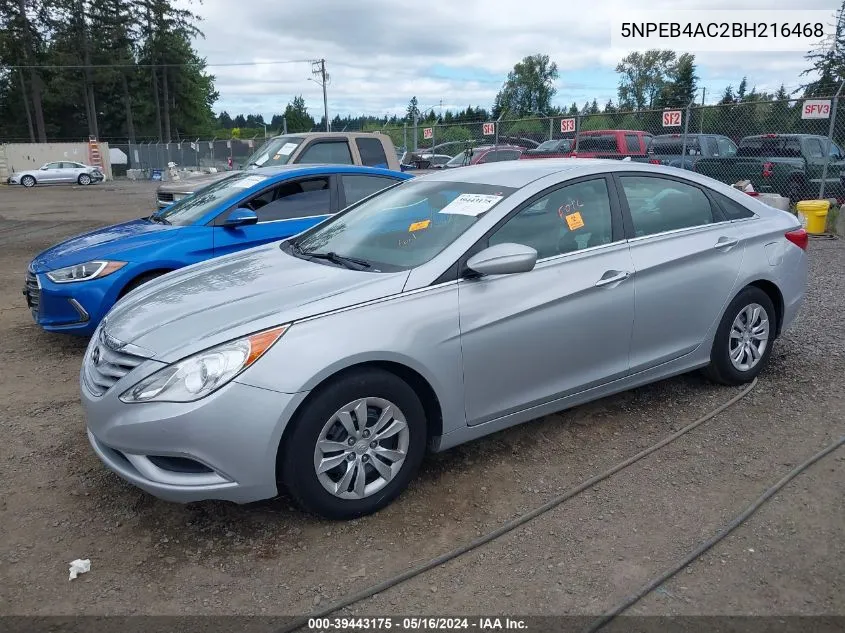 2011 Hyundai Sonata Gls VIN: 5NPEB4AC2BH216468 Lot: 39443175