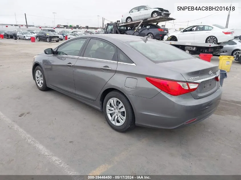 2011 Hyundai Sonata Gls VIN: 5NPEB4AC8BH201618 Lot: 39446450