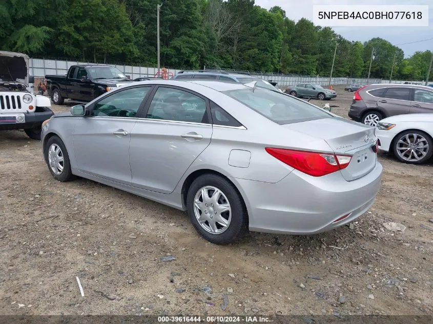 2011 Hyundai Sonata Gls VIN: 5NPEB4AC0BH077618 Lot: 39616444