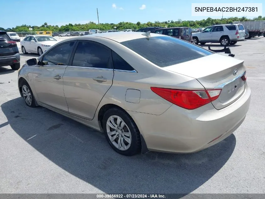 5NPEB4AC2BH247381 2011 Hyundai Sonata Gls