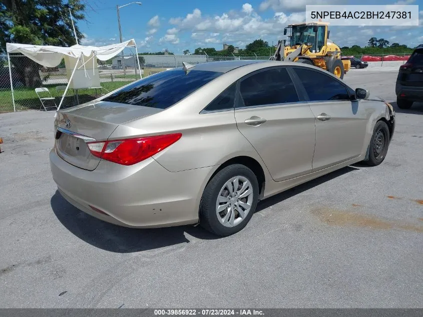 5NPEB4AC2BH247381 2011 Hyundai Sonata Gls