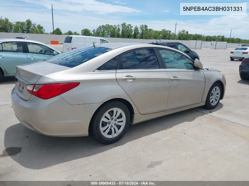 2011 Hyundai Sonata Gls VIN: 5NPEB4AC3BH031331 Lot: 39905433