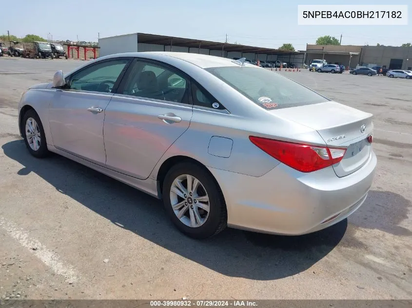 2011 Hyundai Sonata Gls VIN: 5NPEB4AC0BH217182 Lot: 39980932