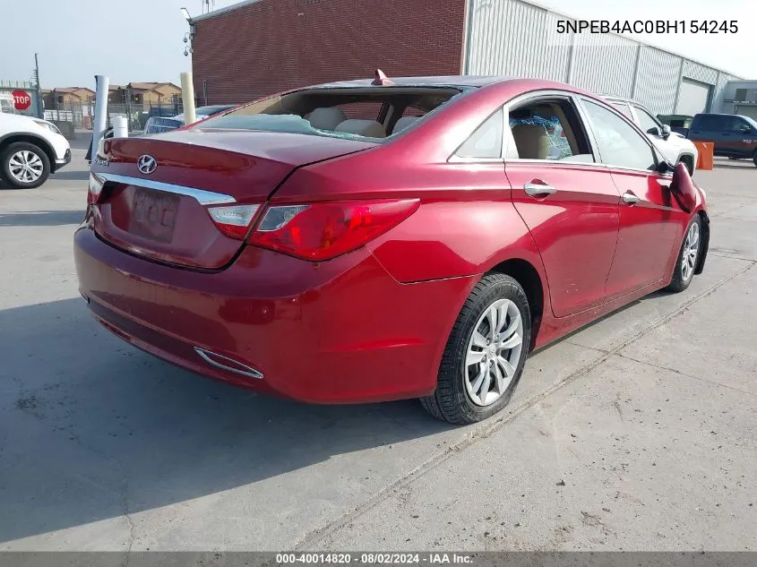 2011 Hyundai Sonata Gls VIN: 5NPEB4AC0BH154245 Lot: 40014820