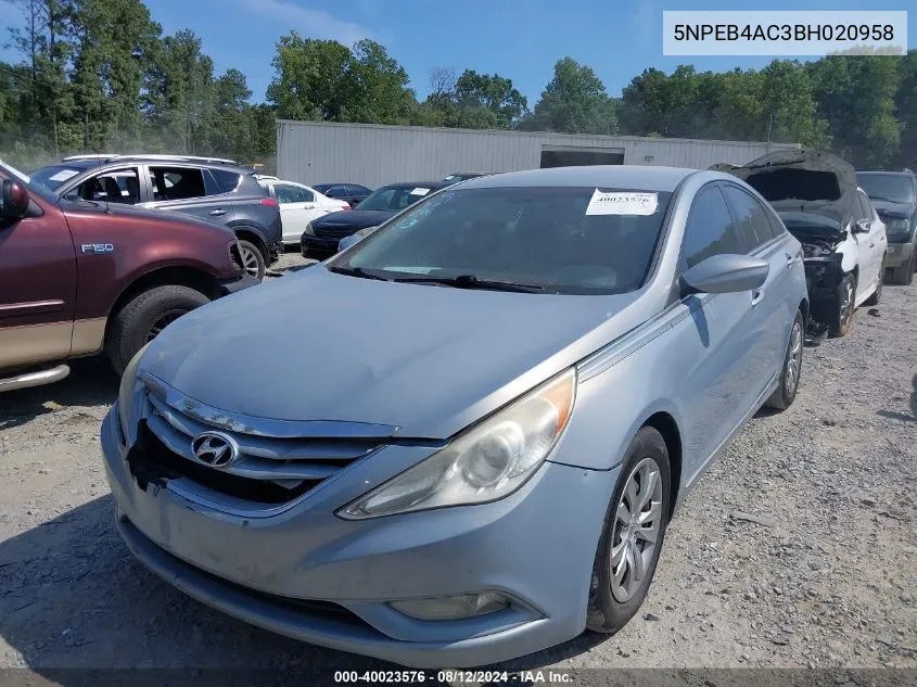 5NPEB4AC3BH020958 2011 Hyundai Sonata Gls