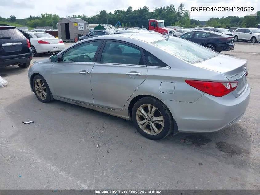 2011 Hyundai Sonata Limited VIN: 5NPEC4AC0BH120559 Lot: 40070557