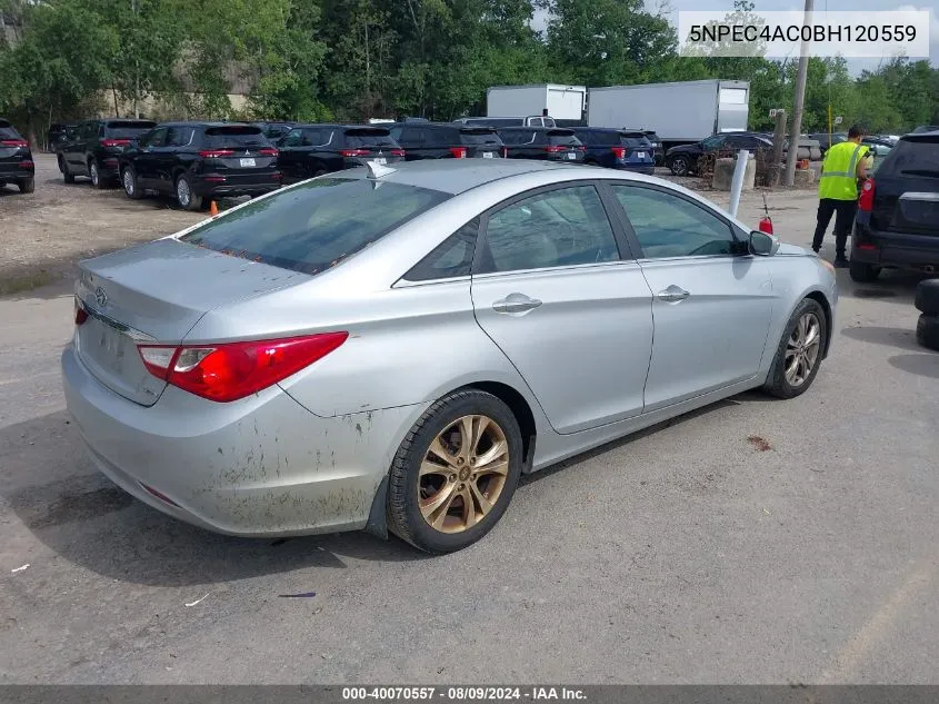 2011 Hyundai Sonata Limited VIN: 5NPEC4AC0BH120559 Lot: 40070557