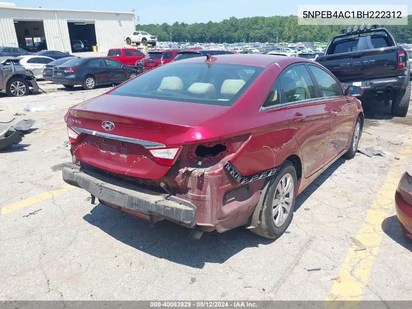 2011 Hyundai Sonata Gls VIN: 5NPEB4AC1BH222312 Lot: 40083929