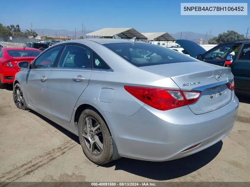 5NPEB4AC7BH106452 2011 Hyundai Sonata Gls