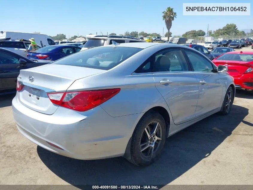 2011 Hyundai Sonata Gls VIN: 5NPEB4AC7BH106452 Lot: 40091580