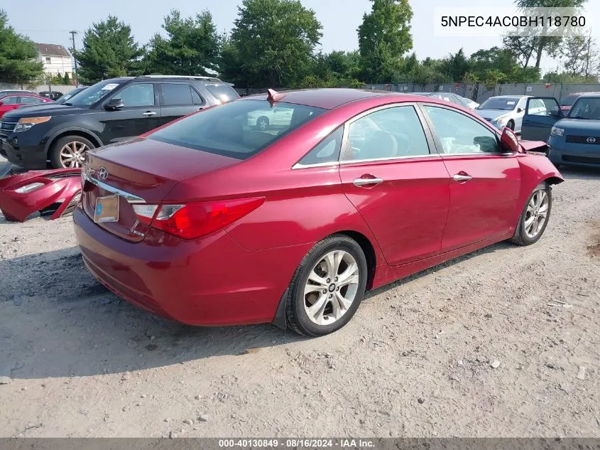 2011 Hyundai Sonata Limited VIN: 5NPEC4AC0BH118780 Lot: 40130849