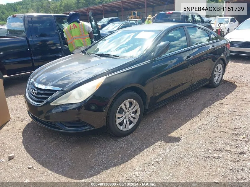 5NPEB4ACXBH151739 2011 Hyundai Sonata Gls