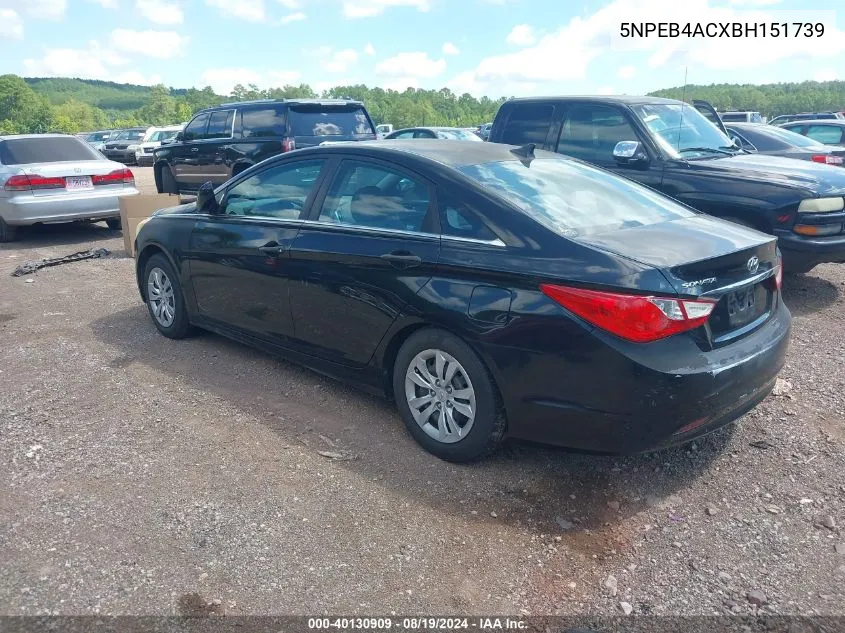 5NPEB4ACXBH151739 2011 Hyundai Sonata Gls